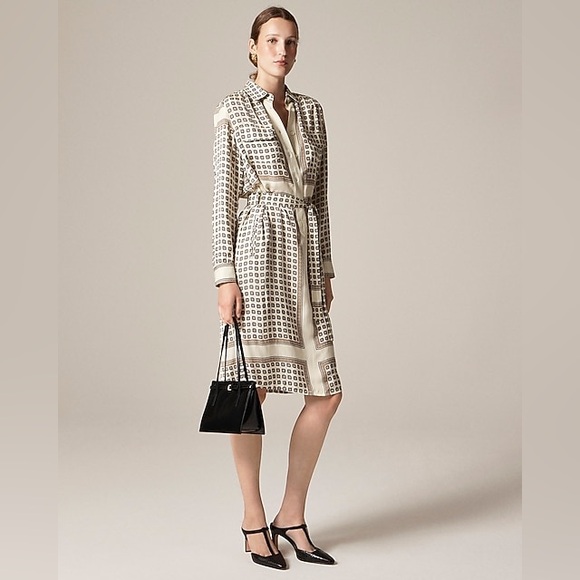 J. Crew Dresses & Skirts - J.Crew Tie-waist shirt-dress in foulard print
